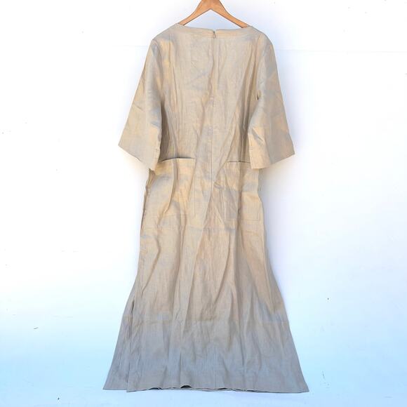 New Banana Republic Linen Scoop Neck Maxi Dress  Beige XL Extra Large Cover-Up - Picture 6 of 12